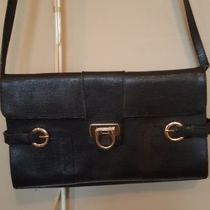 Real Leather Slim Black Shoulder Bag